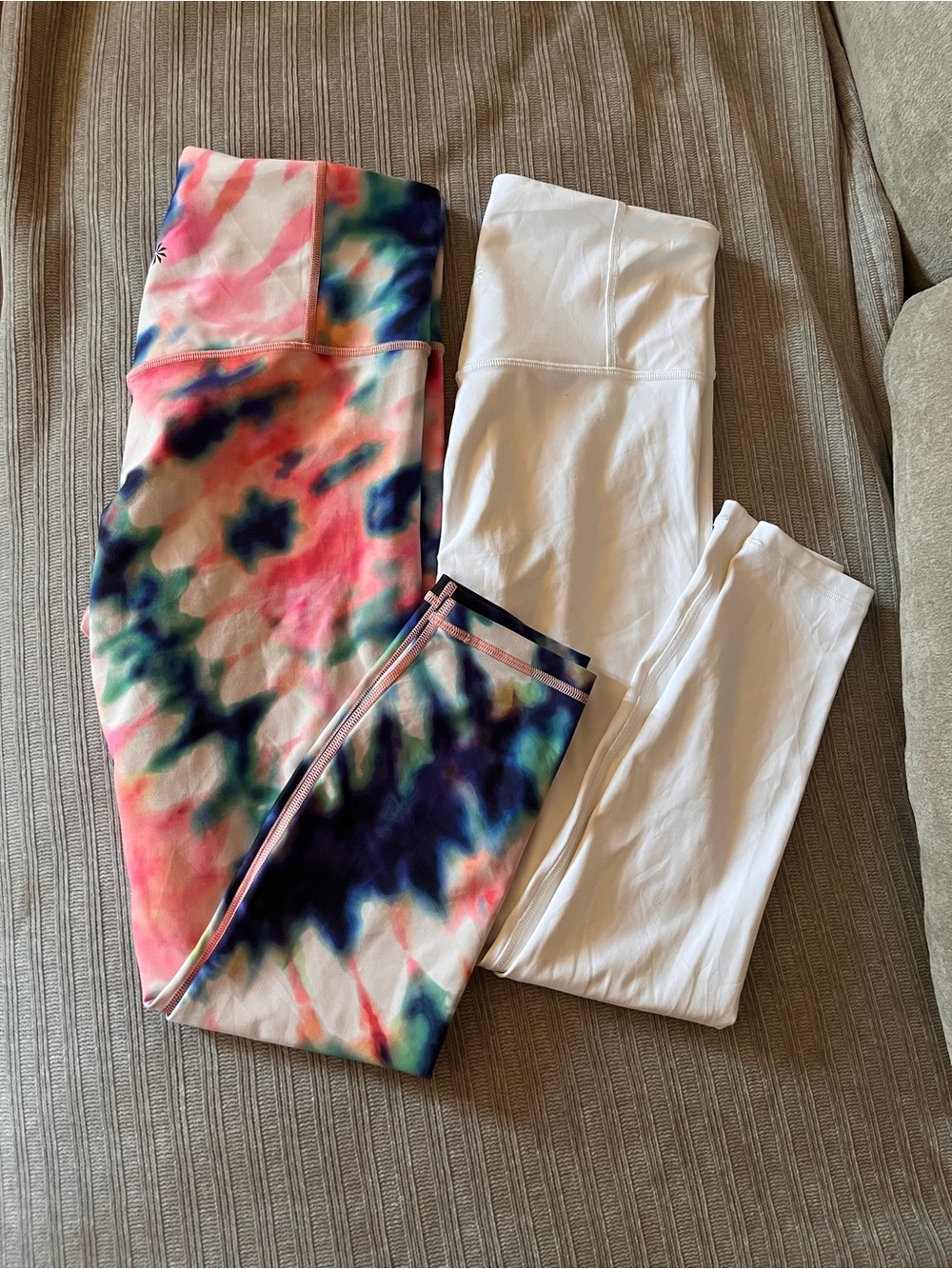 Athleta Girls Tie-Dye Multi & White Leggings Set